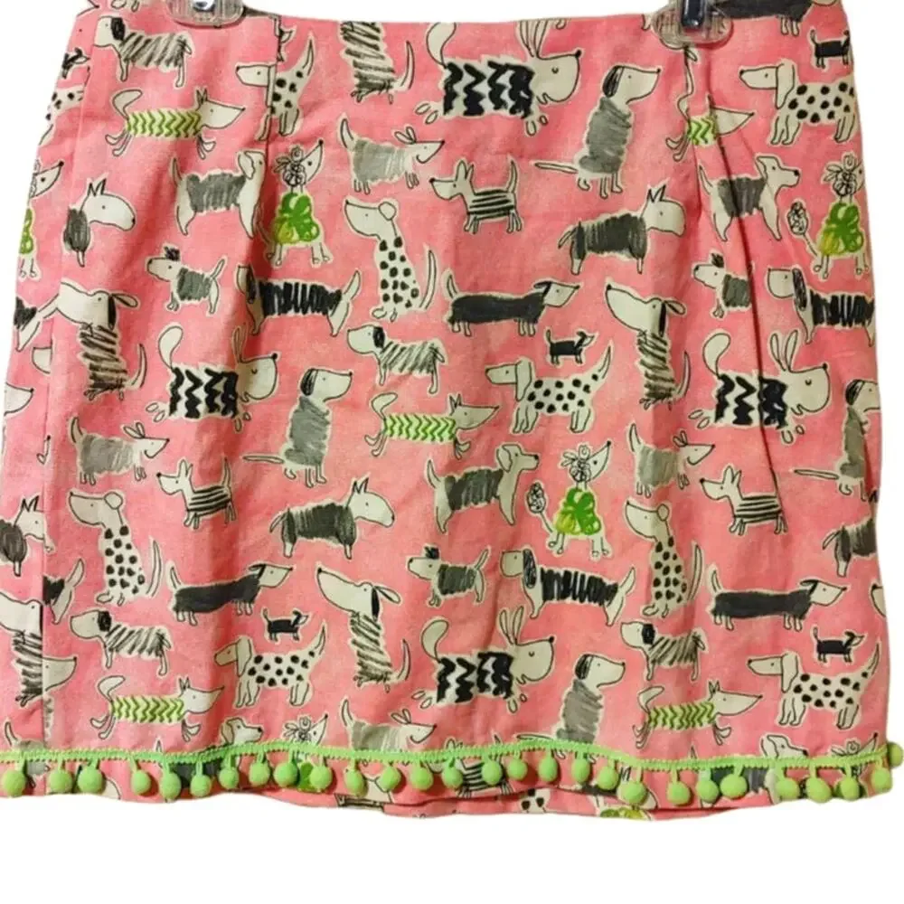 Love, Lilly Skirt Mini Dogs Pom Poms Sz 10 - Picture 1 of 4